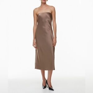 Babaton Strapless Brown Midi Dress